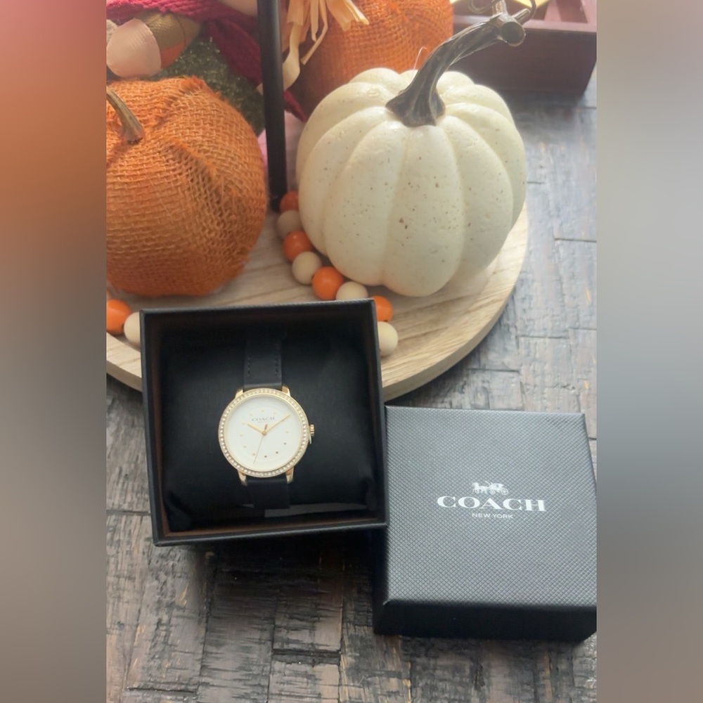 Coach Black leather watch